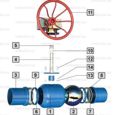 Кран неполнопроходной Маршал 10нж46фт 2ЦП.01.3 — Конструкция