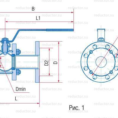 Рис.1 Кран неполнопроходной Маршал 11с67п Рис.1 5СФ.00.1 — Габаритные и присоединительные размеры