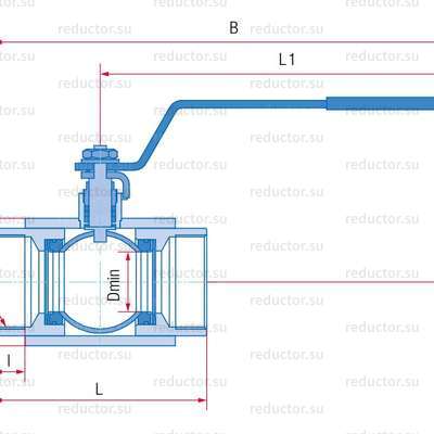 Кран неполнопроходной Маршал 11с67п ЦР.00.1 — Габаритные и присоединительные размеры