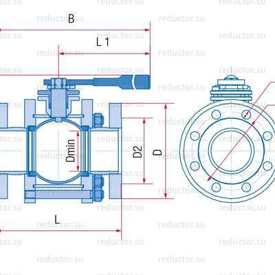 Рис.1 Кран неполнопроходной Маршал 11с67п СФ.01.1 — Габаритные и присоединительные размеры