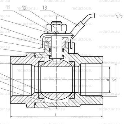 Кран нержавеющий муфтовый DN40 PN63 — Габаритные размеры и строение