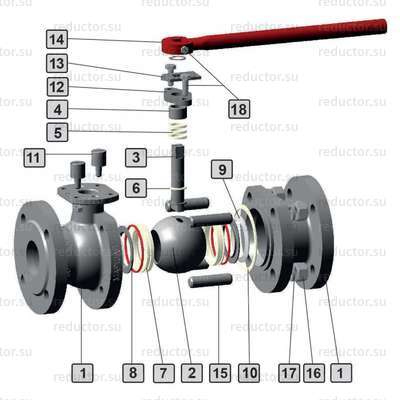 Кран полнопроходной Маршал 10нж45фт ЛФ.01.1 — Конструкция