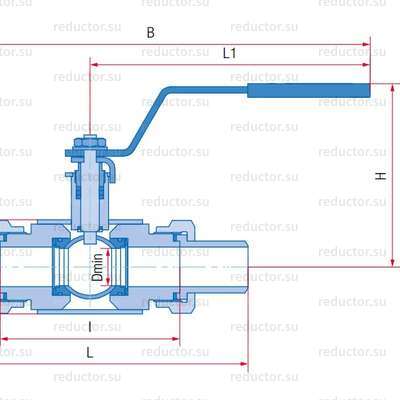 Кран полнопроходной Маршал 10нж47фт ЦШ.01.1 — Габаритные и присоединительные размеры