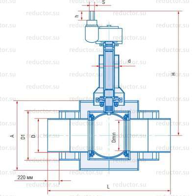 Кран полнопроходной Маршал 11с67п 6ЦП.00.3 — Габаритные и присоединительные размеры