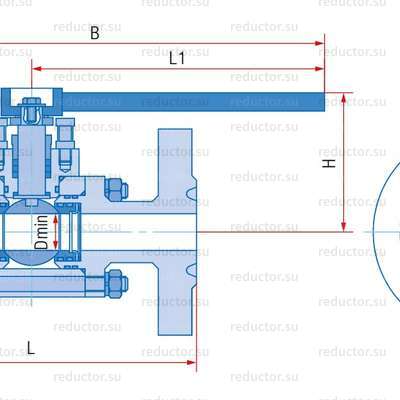 Кран полнопроходной Маршал 11с67п РФ.01.1 — Габаритные и присоединительные размеры