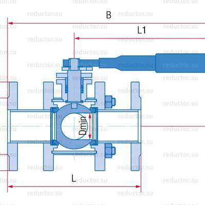 Рис.1 Кран полнопроходной Маршал КШТГ СФ.01.1 — Габаритные и присоединительные размеры