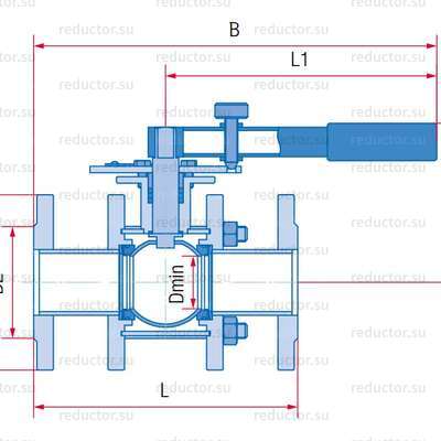 Рис.1 Кран полнопроходной Маршал КШТТ СФ.01.1 — Габаритные и присоединительные размеры