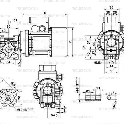 Мотор-редуктор NMRV-030 — Габаритные и присоединительные размеры