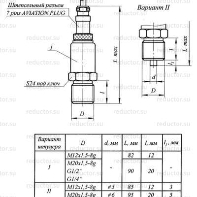 Рисунок 3 — Преобразователь избыточного давления ПД-Р с типом штепсельного разъёма 7 pins AVIATION P