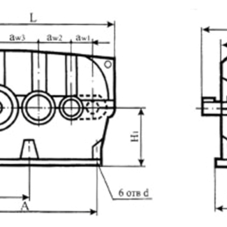 Редуктор 2Ц2-160 — Габаритные и присоединительные размеры