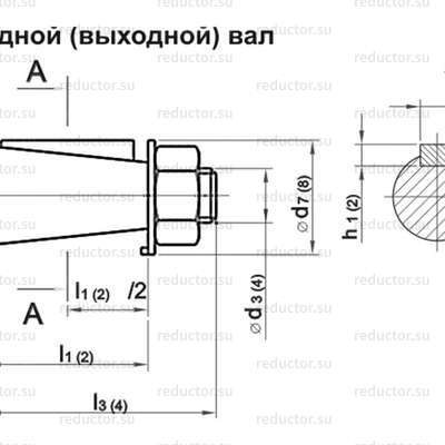 Редуктор ЦУ-160 — Размеры концов валов