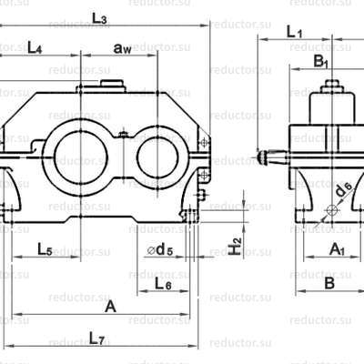 Редуктор ЦУ-250 — Габаритные и присоединительные размеры