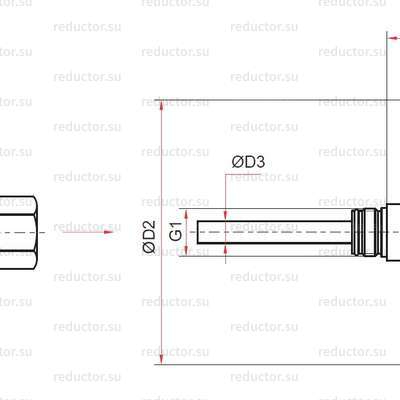 Рисунок 2 — Стандартное исполнение (Ø80, 100 мм) Осевое присоединение
