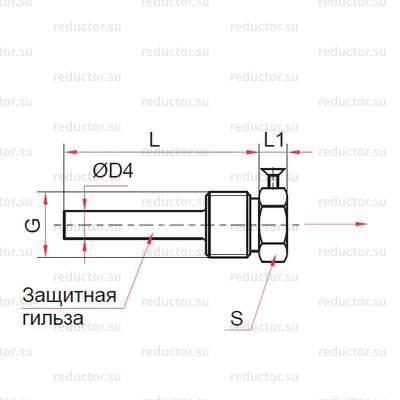 Стандартное исполнение (Ø63 мм) — Осевое присоединение
