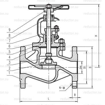 Вентиль запорный KV40 Гранвент Ду 32 Ру 40 — Устройство и Габаритные размеры