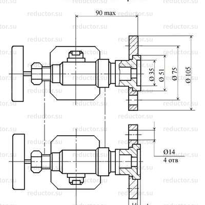 Рисунок 4 — Габаритные и присоединительные размеры 12с13бк DN20 PN40